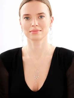 Naszyjnik srebrny - koło, gwiazdy