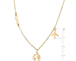 Naszyjnik srebrny - kula ziemska, samolot, nieskończoność