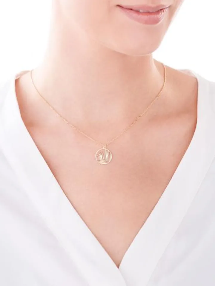 Naszyjnik srebrny - liście, koło