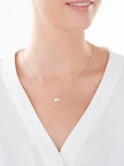 Naszyjnik srebrny - litera B, serce