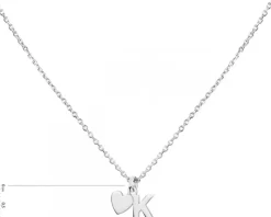 Naszyjnik srebrny - litera K, serce