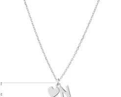 Naszyjnik srebrny  - litera N, serce