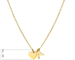 Naszyjnik srebrny - litera A, serce