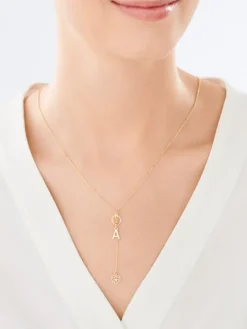 Naszyjnik srebrny - litera A, serce, koło