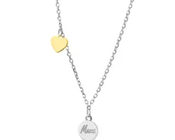 Naszyjnik srebrny - mama, serce