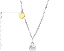 Naszyjnik srebrny - mama, serce