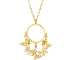 Naszyjnik srebrny - motyle, koło