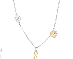 Naszyjnik srebrny - nieskończoność, koniczyna, serce