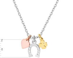 Naszyjnik srebrny - podkowa, koniczyna, serce