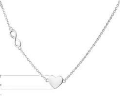 Naszyjnik srebrny - serce, nieskończoność