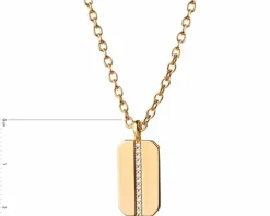 Naszyjnik srebrny pozłacany z cyrkoniami - nieśmiertelnik