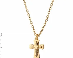 Naszyjnik srebrny pozłacany - krzyż, serce