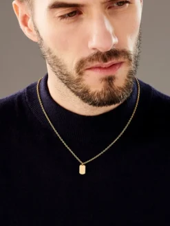 Naszyjnik srebrny pozłacany - nieśmiertelnik