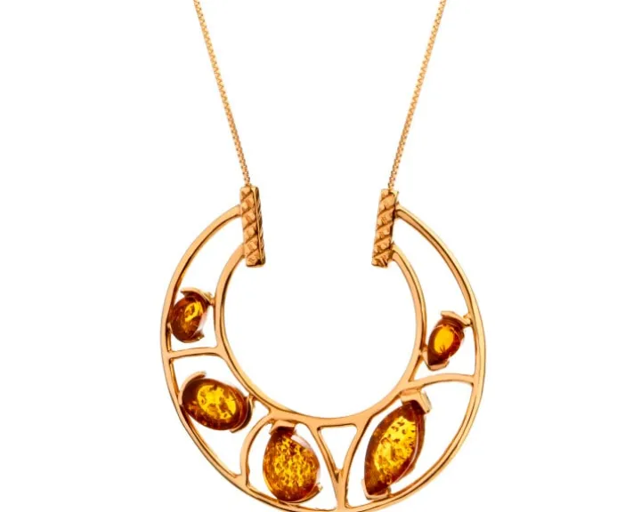 Naszyjnik srebrny z bursztynem