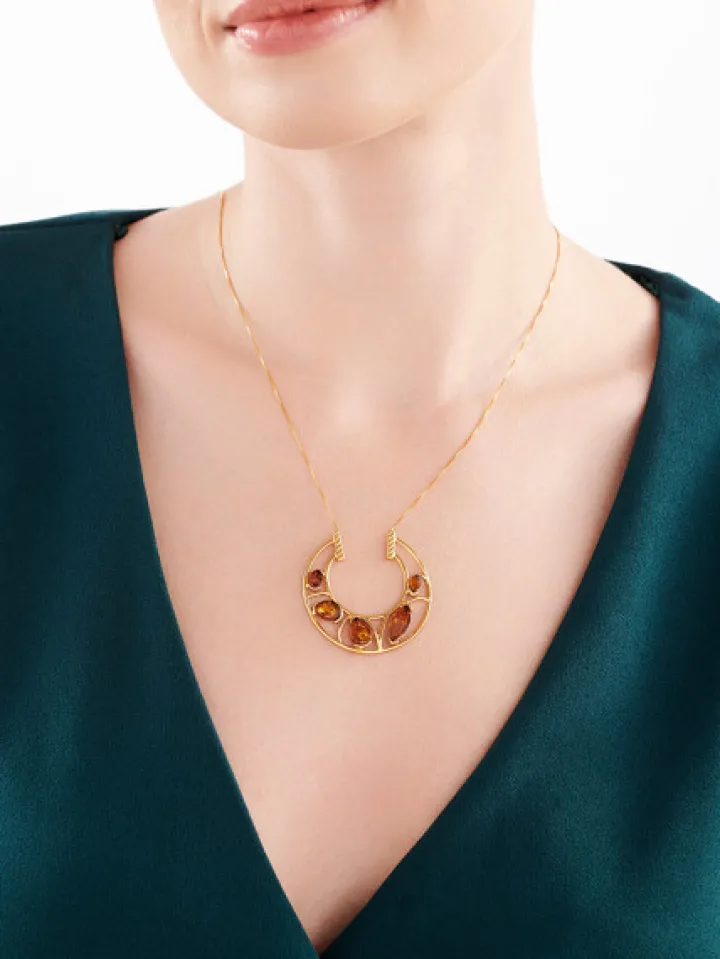 Naszyjnik srebrny z bursztynem