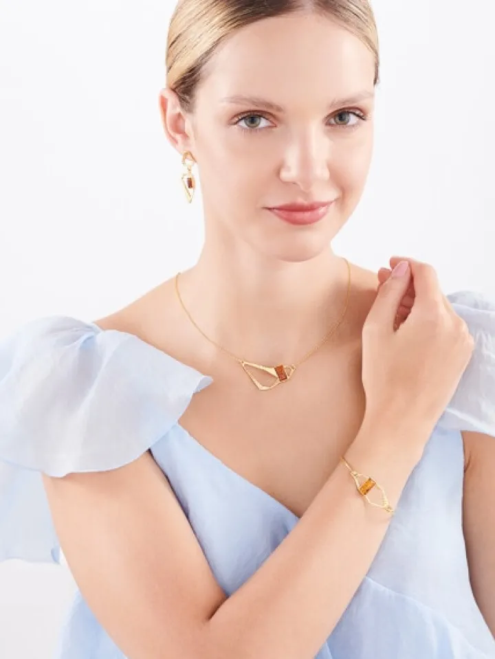 Naszyjnik srebrny z bursztynem