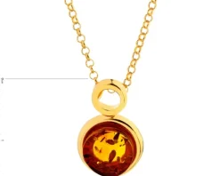 Naszyjnik srebrny z bursztynem - koła