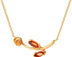 Naszyjnik srebrny z bursztynem - róża