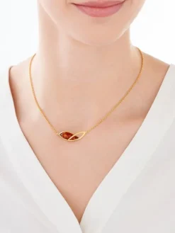 Naszyjnik srebrny z bursztynem