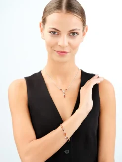 Naszyjnik srebrny z bursztynem