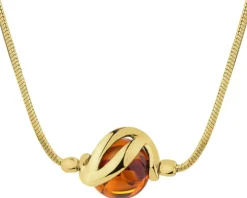 Naszyjnik srebrny z bursztynem - kulka