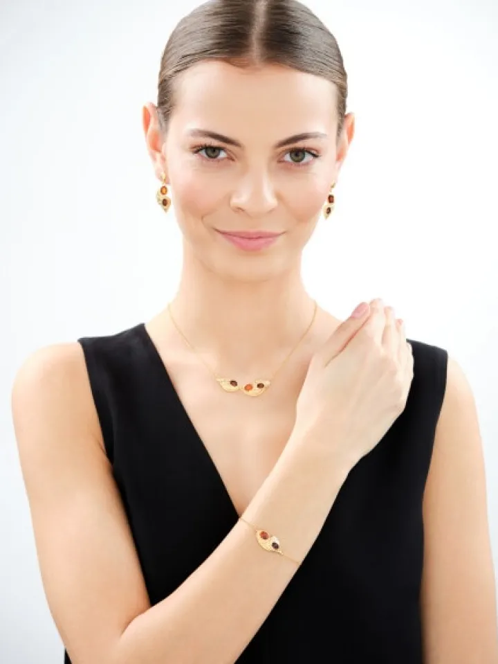 Naszyjnik srebrny z bursztynem