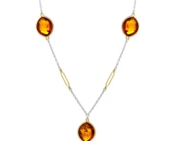 Naszyjnik srebrny z bursztynem