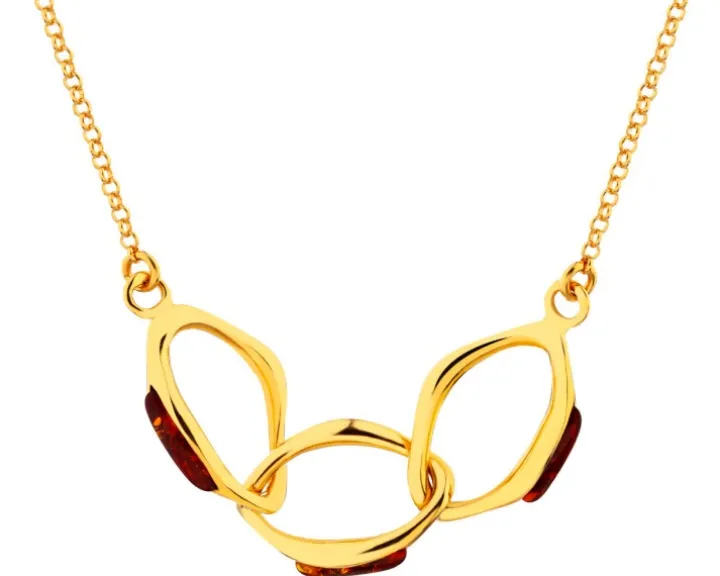 Naszyjnik srebrny z bursztynem - łańcuch