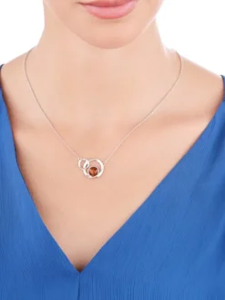 Naszyjnik srebrny z bursztynem - koła