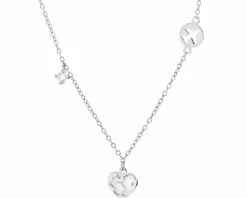 Naszyjnik srebrny z cyrkonią - serce, samolot, planeta