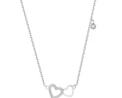 Naszyjnik srebrny z cyrkoniami - serca