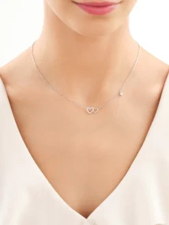 Naszyjnik srebrny z cyrkoniami - serca