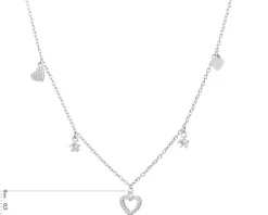 Naszyjnik srebrny z cyrkoniami - serca