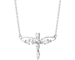 Naszyjnik srebrny z cyrkoniami - ważka