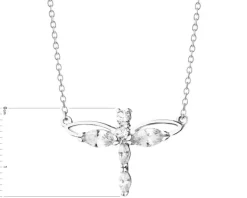 Naszyjnik srebrny z cyrkoniami - ważka