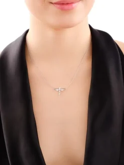 Naszyjnik srebrny z cyrkoniami - ważka