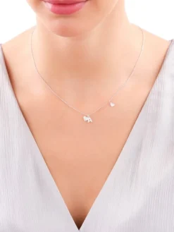 Naszyjnik srebrny z cyrkoniami - litera A, serca