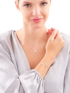 Naszyjnik srebrny z cyrkoniami - litera A, serca