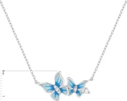 Naszyjnik srebrny z cyrkoniami i emalią - motyle