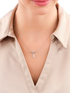 Naszyjnik srebrny z cyrkoniami - nieskończoność, kulki