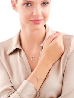 Naszyjnik srebrny z cyrkoniami - nieskończoność, kulki