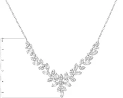 Naszyjnik srebrny z cyrkoniami - liście