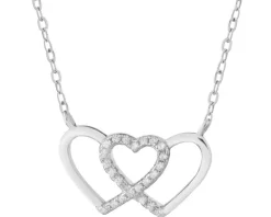 Naszyjnik srebrny z cyrkoniami - serca