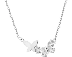 Naszyjnik srebrny z cyrkoniami - motyle