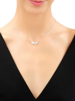 Naszyjnik srebrny z cyrkoniami - motyle