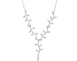 Naszyjnik srebrny z cyrkoniami - liście