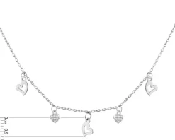 Naszyjnik srebrny z cyrkoniami - serca