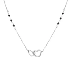 Naszyjnik srebrny z cyrkoniami i  szlifowanym szkłem - serca