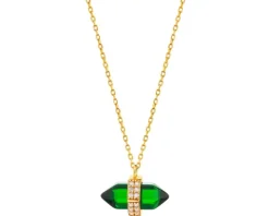 Naszyjnik srebrny z cyrkoniami i szlifowanym szkłem