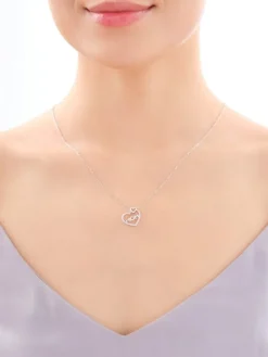 Naszyjnik srebrny z cyrkoniami - serce, mama